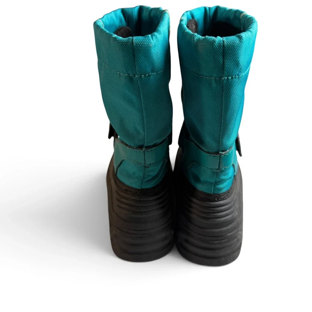Oaki Kids Snow Boots Teal Mint Waterproof Nylon Rubber Winter Boots Size 11